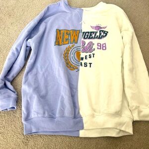 Aeropostale Light Blue and White Sweatshirt- M